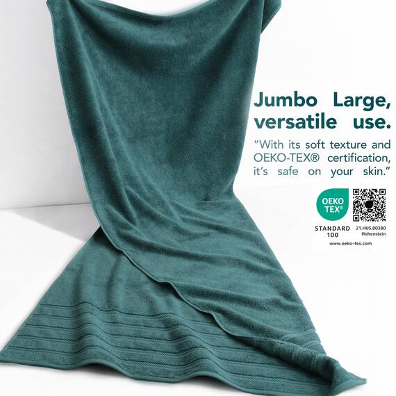 American Soft Linen Jumbo-Badetücher, 100% Baumwolle, türkisches Badetuch, übergroßes Luxus-Badetuch für Badezimmer, Strand und Pool, 76,2 x 177,9 cm, Blaugrün