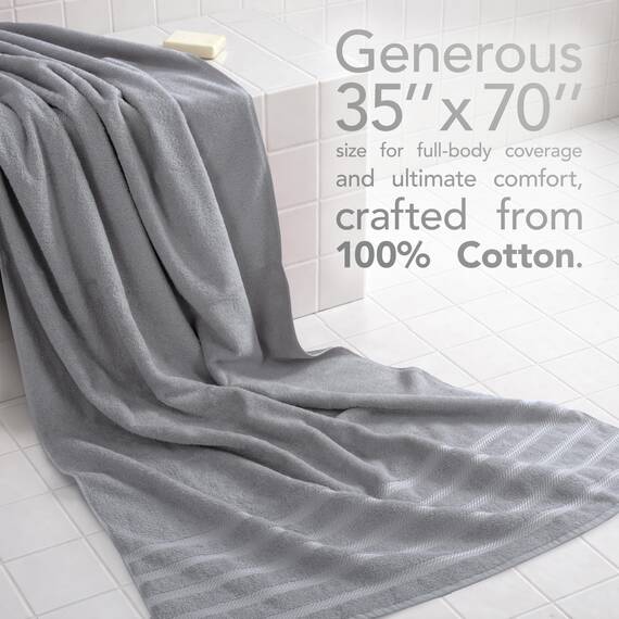 American Soft Linen Großes Jumbo-Badetuch aus 100% türkischer echter Baumwolle, 35 x 70 cm, Premium-& Luxus-Handtücher für Badezimmer, maximale Weichheit & saugfähiges Badelaken – Rockridge Grey