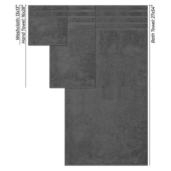 American Soft Linen Handtuch-Set, 100% Carde-Baumwolle, 6-teilig, 590 g/m², schwer, weich, saugfähig, türkische Handtücher für Badezimmer, Rauchgrau