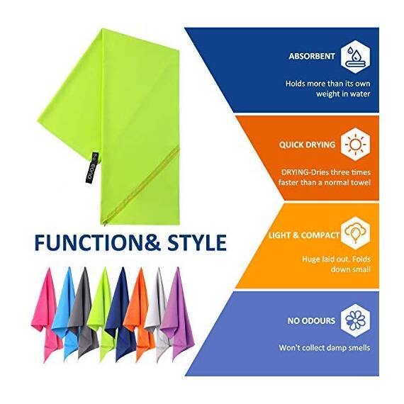 Eono Mikrofaser Handtuch, Saugfähig, Leicht, Schnelltrocknend, Perfektes Yogatuch, Badetuch, Sporthandtuch, Reisehandtuch, Groß Strandhandtuch, Microfiber Towel - Grün, 200 x 100 cm