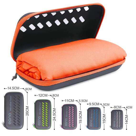 Eono Mikrofaser Handtuch, Saugfähig, Leicht, Schnelltrocknend, Perfektes Yogatuch, Badetuch, Sporthandtuch, Reisehandtuch, Groß Strandhandtuch, Microfiber Towel - Orange, 100 x 50 cm