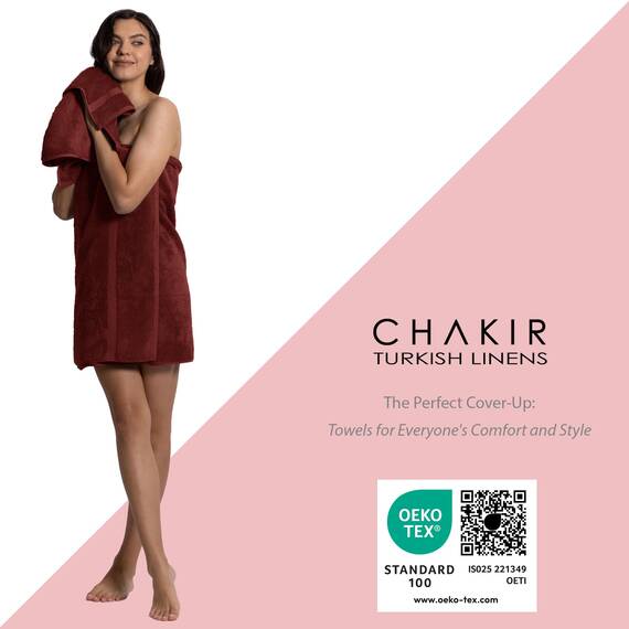 Chakir Turkish Linens | Hotel & Spa Qualität 100% Baumwolle Premium türkische Handtücher | Weich & Saugfähig (8-teiliges Handtuchsets, Cranberry)