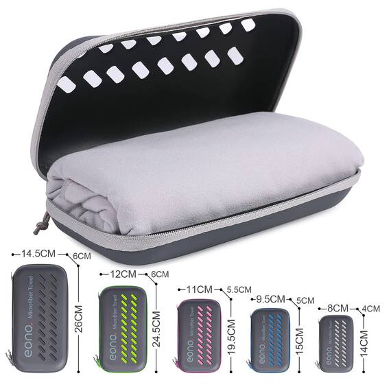 Eono Mikrofaser Handtuch, Saugfähig, Leicht, Schnelltrocknend, Perfektes Yogatuch, Badetuch, Sporthandtuch, Reisehandtuch, Groß Strandhandtuch, Microfiber Towel - Grau, 180 x 90 cm