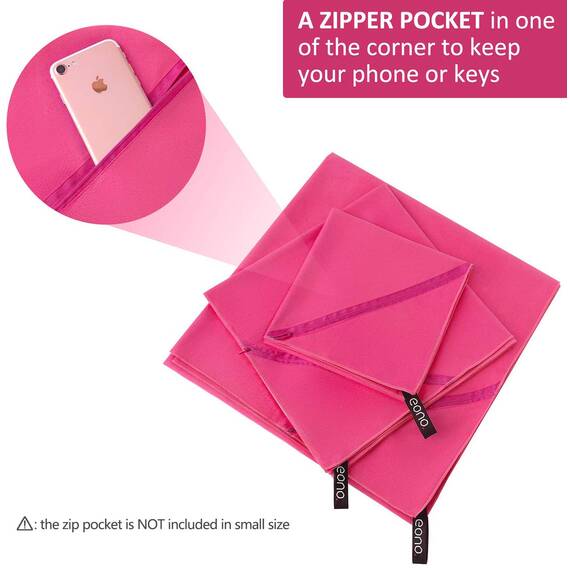 Eono Mikrofaser Handtuch, Saugfähig, Leicht, Schnelltrocknend, Perfektes Yogatuch, Badetuch, Sporthandtuch, Reisehandtuch, Groß Strandhandtuch, Microfiber Towel - Fuchsia, 60 x 30 cm