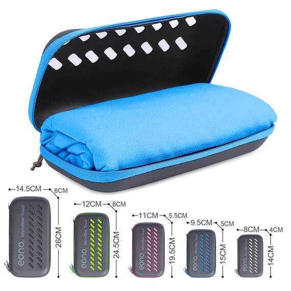 Eono Mikrofaser Handtuch, Saugfähig, Leicht, Schnelltrocknend, Perfektes Yogatuch, Badetuch, Sporthandtuch, Reisehandtuch, Groß Strandhandtuch, Microfiber Towel - Blau, 100 x 50 cm