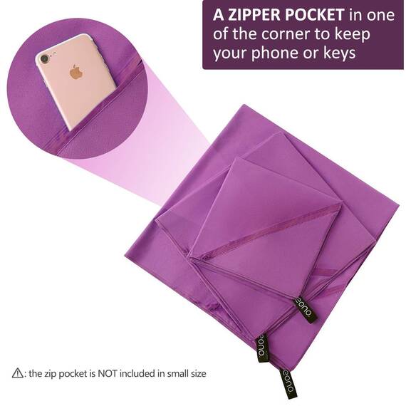 Eono Mikrofaser Handtuch, Saugfähig, Leicht, Schnelltrocknend, Perfektes Yogatuch, Badetuch, Sporthandtuch, Reisehandtuch, Groß Strandhandtuch, Microfiber Towel - Lila, 100 x 50 cm