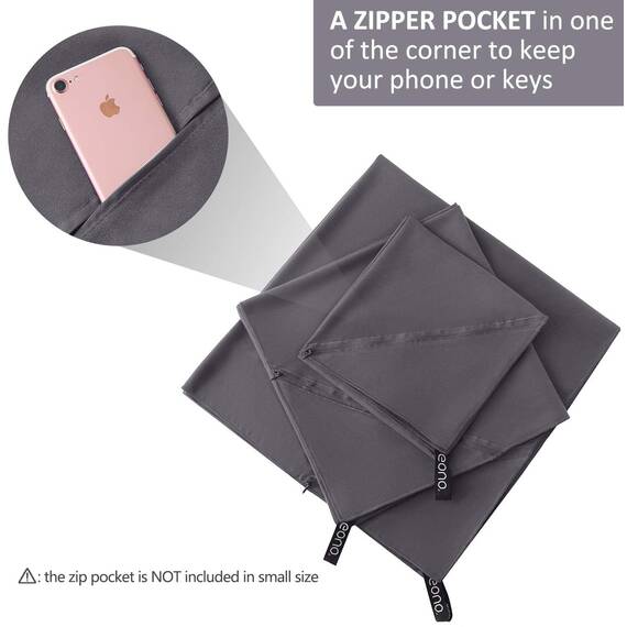 Eono Mikrofaser Handtuch, Saugfähig, Leicht, Schnelltrocknend, Yogatuch, Badetuch, Sporthandtuch, Reisehandtuch, Groß Strandhandtuch, Microfiber Towel - Dunkelgrau, 180 x 90 cm