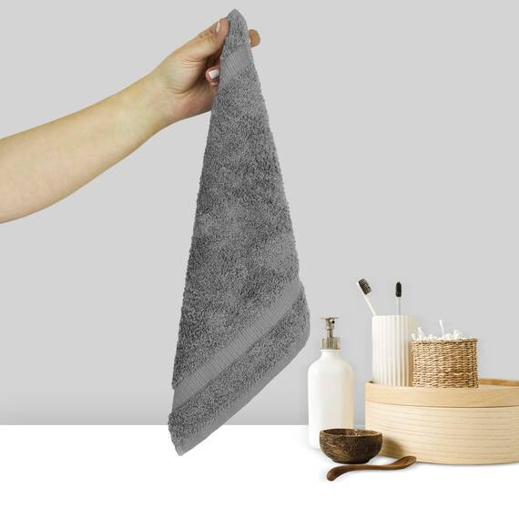 Chakir Turkish Linens 100% Turkish Cotton Luxury Hotel & Spa Washcloth Set (Set of 12, Gray)