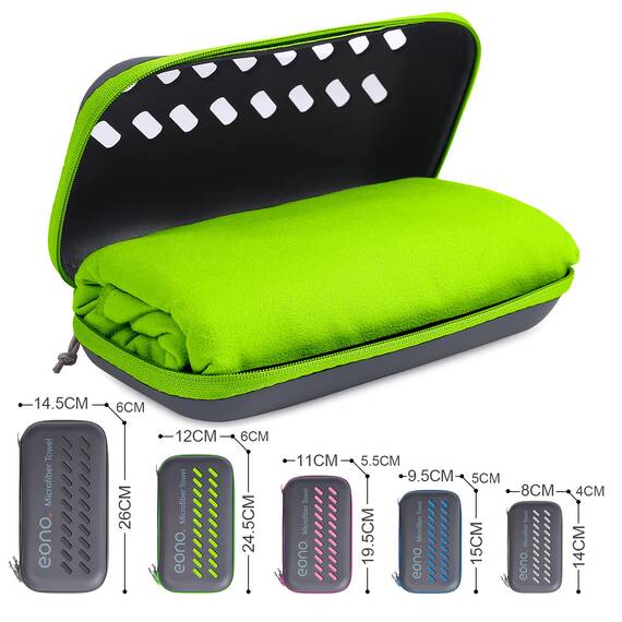 Eono Mikrofaser Handtuch, Saugfähig, Leicht, Schnelltrocknend, Perfektes Yogatuch, Badetuch, Sporthandtuch, Reisehandtuch, Groß Strandhandtuch, Microfiber Towel - Grün, 60 x 30 cm