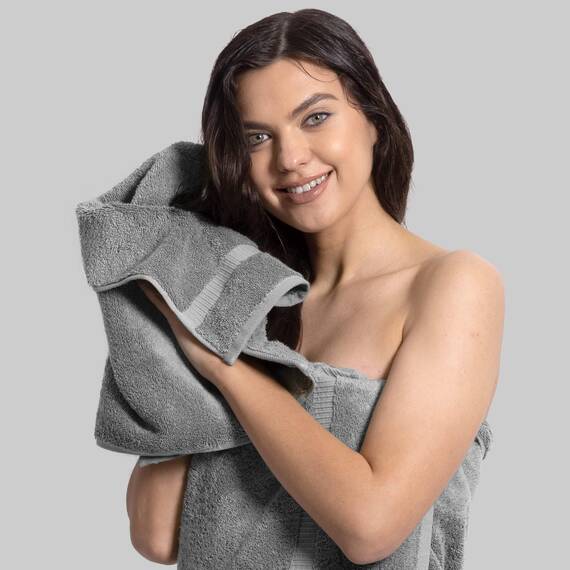 Chakir Turkish Linens | Hotel & Spa Qualität 100% Baumwolle Premium Türkische Handtücher | Weich & Saugfähig (6-teilige Handtücher, Grau)