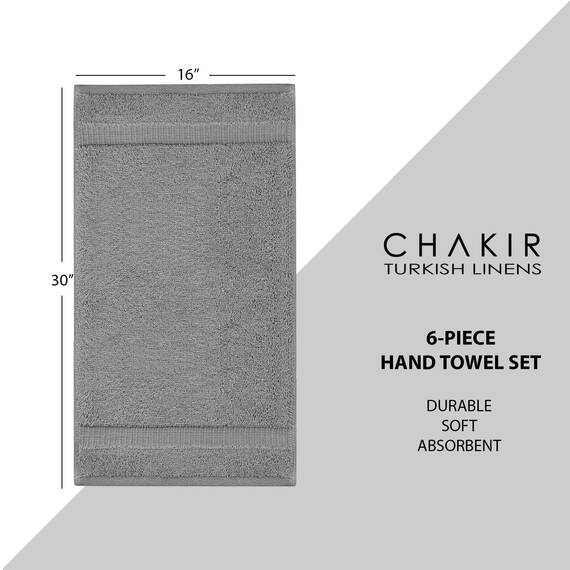 Chakir Turkish Linens | Hotel & Spa Qualität 100% Baumwolle Premium Türkische Handtücher | Weich & Saugfähig (6-teilige Handtücher, Grau)