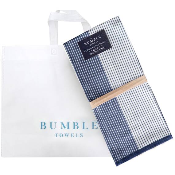 Bumble Küchenhandtücher - Geschirrhandtücher Handtücher Baumwolle – 6er Pack – XL Größe 50 x 70 cm – Edle, Weiche und Robuste Ringspinnbaumwolle in 3 Verschiedenen Texturen (Blau)