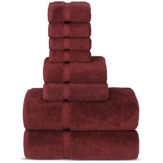 Chakir Turkish Linens | Hotel & Spa Qualität 100% Baumwolle Premium türkische Handtücher | Weich & Saugfähig (8-teiliges Handtuchsets, Cranberry)