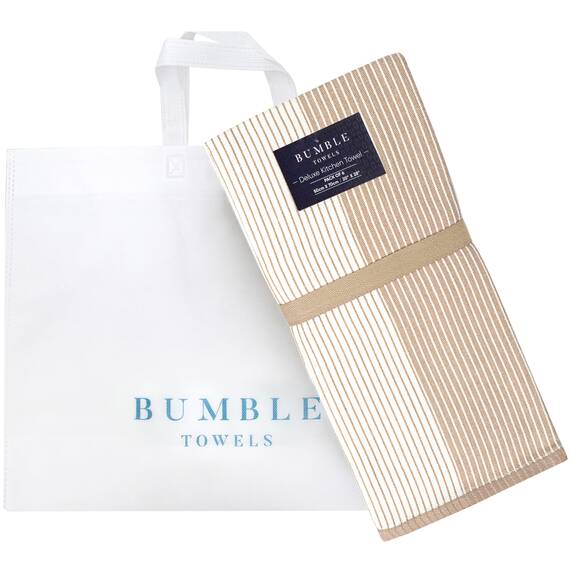 Bumble Küchenhandtücher - Geschirrhandtücher Handtücher Baumwolle – 6er Pack – XL Größe 50 x 70 cm – Edle, Weiche und Robuste Ringspinnbaumwolle in 3 Verschiedenen Texturen (Bräunen)