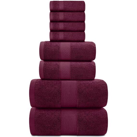 White Classic 8-teiliges Luxus-Handtuch-Set aus gekämmter Baumwolle in Hotelqualität, 8-teilig, 2 Badetücher, 2 Handtücher, 4 Geschirrtücher [Wert von 72,95 $]