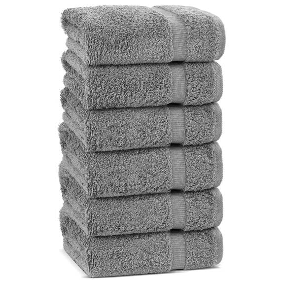 Chakir Turkish Linens | Hotel & Spa Qualität 100% Baumwolle Premium Türkische Handtücher | Weich & Saugfähig (6-teilige Handtücher, Grau)