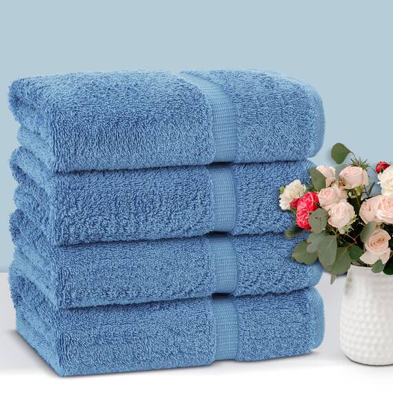 Chakir Turkish Linens Luxury Hotel & Spa Premium türkische Badetücher, 100% Baumwolle, 68,6 x 137,2 cm, 4 Stück, Wedgewood