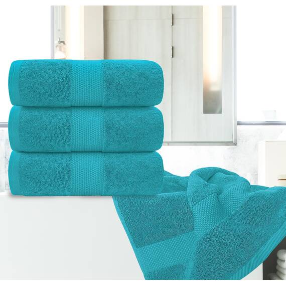 White Classic Luxus-Badetücher, groß, 700 g/m², Baumwolle, ultraweich, 68 x 137 cm, sehr saugfähig und schnell trocknend, Hotelhandtücher für Badezimmer, luxuriös, Plüsch-Duschtücher, Aquamarin, 4