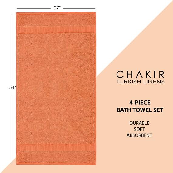 Chakir Turkish Linens Hochwertige türkische Handtücher in Hotel- und Spa-Qualität, 100% Baumwolle, weich und saugfähig (4-teiliges Badetuch, Koralle)