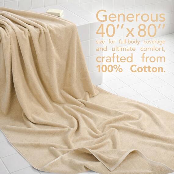 American Soft Linen Übergroßes Badetuch für Badezimmer, 100% Baumwolle, türkisches Jumbo-Badetuch für Erwachsene, 100% Baumwolle, 101,6 x 203,2 cm, Beige