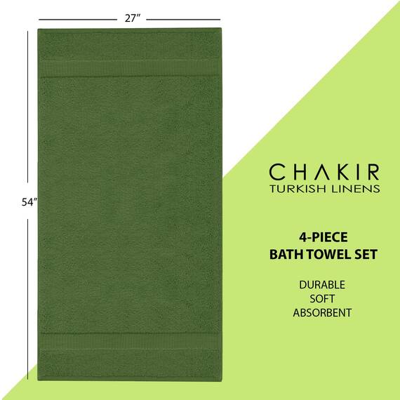 Chakir Turkish Linens | Hotel & Spa Qualität 100% Baumwolle Premium türkische Handtücher | Weich & Saugfähig (4-teilige Badetücher, Moos)