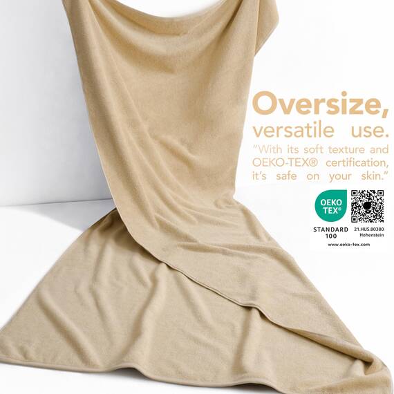 American Soft Linen Übergroßes Badetuch für Badezimmer, 100% Baumwolle, türkisches Jumbo-Badetuch für Erwachsene, 100% Baumwolle, 101,6 x 203,2 cm, Beige