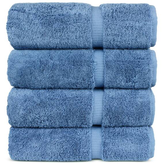 Chakir Turkish Linens Luxury Hotel & Spa Premium türkische Badetücher, 100% Baumwolle, 68,6 x 137,2 cm, 4 Stück, Wedgewood