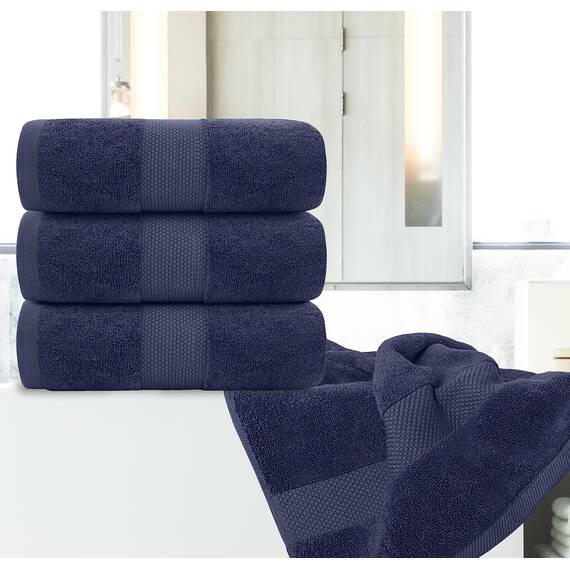 Luxuriöse weiße Badetücher, groß, 100 % weiche Baumwolle, 700 g/m², saugfähiges Hotel-Badezimmerhandtuch, 68,6 x 137,2 cm, 4 Stück, Marineblau