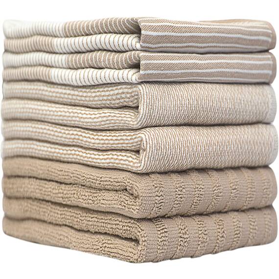 Bumble Küchenhandtücher - Geschirrhandtücher Handtücher Baumwolle – 6er Pack – XL Größe 50 x 70 cm – Edle, Weiche und Robuste Ringspinnbaumwolle in 3 Verschiedenen Texturen (Bräunen)