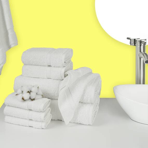 Chakir Turkish Linens Türkische Handtücher in Hotel- und Spa-Qualität, 100% Baumwolle, weich und saugfähig, 8-teiliges Handtuch-Set, Weiß