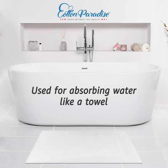 Cotton Paradise Badematten aus 100% Baumwolle für Badezimmer, 2 Stück, 86,4 x 50,8 cm, Badematte für Badezimmer, weich, saugfähig, maschinenwaschbar, weißes Handtuch