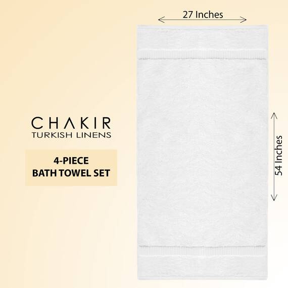 Chakir Turkish Linens 100% Baumwolle Premium türkische Handtücher für Badezimmer | 68 x 137 cm (4-teilige Badetücher â€“ weiÃŸ)