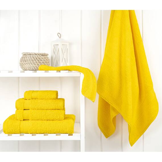 Cotton Paradise 6-teiliges Handtuch-Set, 100 % Baumwolle, weich, saugfähig, türkische Handtücher für Badezimmer, 2 Badetücher, 2 Handtücher, 2 Waschlappen, gelbes Handtuch-Set