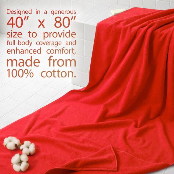 Cotton Paradise Übergroßes Badetuch, 100% Baumwolle, 40 x 80 cm, türkisches extra großes Badetuch für Badezimmer, rotes Badetuch