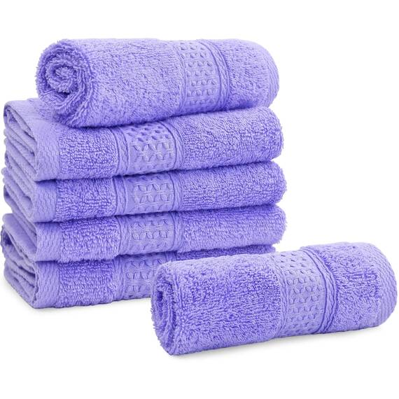 Cleanbear Waschlappen aus Baumwolle, große Waschlappen, 6 ultraweiche Waschlappen für Badezimmer und Gästezimmer, lichtbeständige Gesichtstücher, 33 x 33 cm, Lavendelfarben