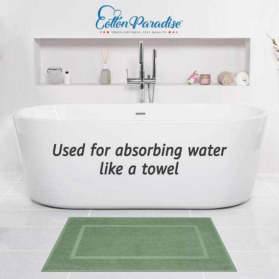 Cotton Paradise Badematten aus 100% Baumwolle für Badezimmer, 2 Stück, 50,8 x 86,4 cm, weich, saugfähig, waschbar, schnell trocknend, salbeigrün