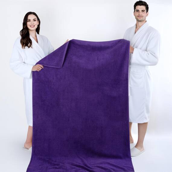 Cotton Paradise Übergroßes Badetuch, 100% Baumwolle, 40 x 80 cm, türkisches extra großes Badetuch für Badezimmer, lila Badetuch
