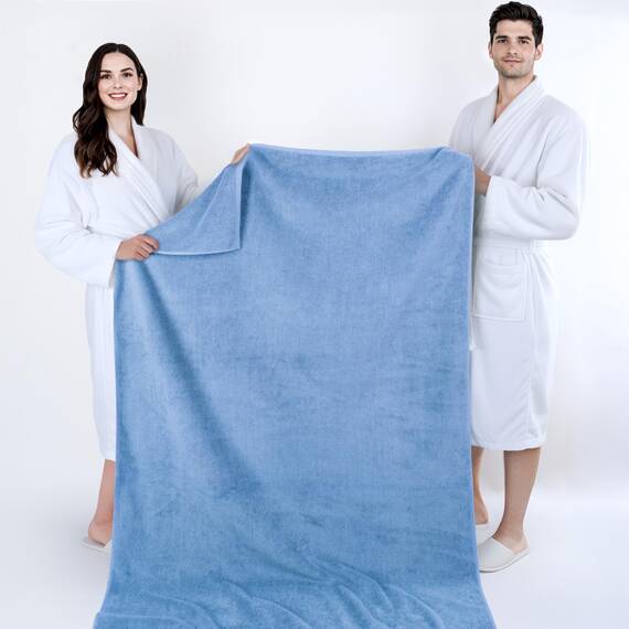 Cotton Paradise 101.6 x 202.4 cm, Jumbo-Größe, dick und groß, 650 g/m², echte ringgesponnene Baumwolle, Luxus-Hotel- und Spa-Qualität, saugfähig und weich, dekorativ, türkische Handtücher, Himmelblau