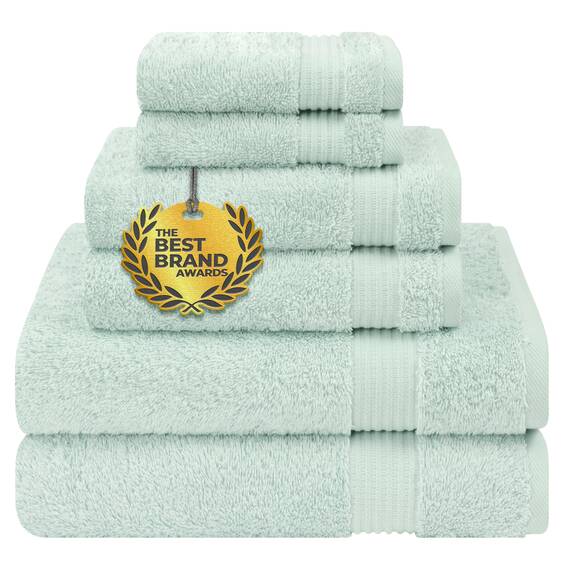 Cotton Paradise 6-teiliges Handtuch-Set, 100% Baumwolle, weich, saugfähig, türkische Handtücher für Badezimmer, 2 Badetücher, 2 Handtücher, 2 Waschlappen, Minzhandtuch-Set