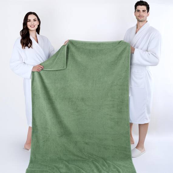 Cotton Paradise Übergroßes Badetuch, 100% Baumwolle, 100 x 203 cm, extra großes Badetuch für Badezimmer und Pool, Salbeigrün