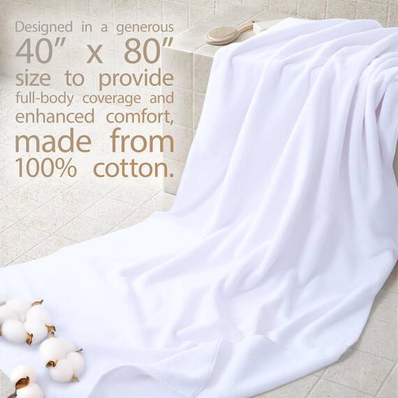 Cotton Paradise 101.6 x 202.4 cm, Jumbo-Größe, dick und groß, 650 g/m², echte ringgesponnene Baumwolle, Luxus-Hotel- und Spa-Qualität, saugfähig und weich, türkische Handtücher, schneeweiß
