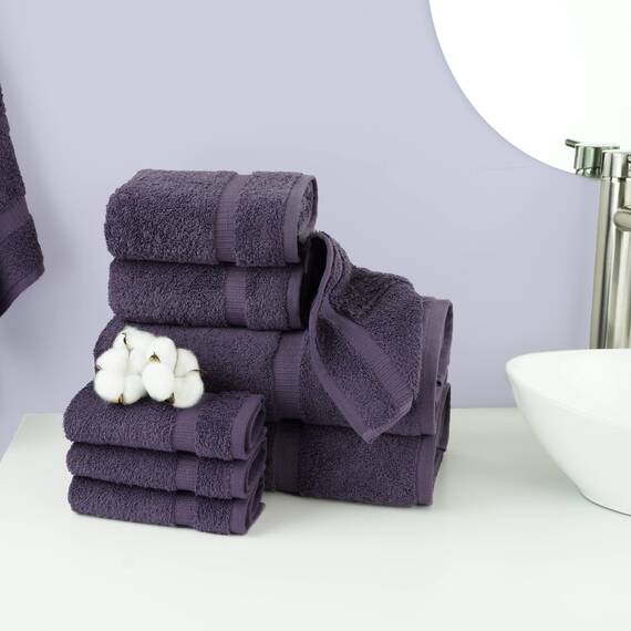 Chakir Turkish Linens | Hotel- & Spa-Qualität 100% Baumwolle Premium türkische Handtücher | weich und saugfähig (8-teilige Handtuch-Sets, Pflaume)