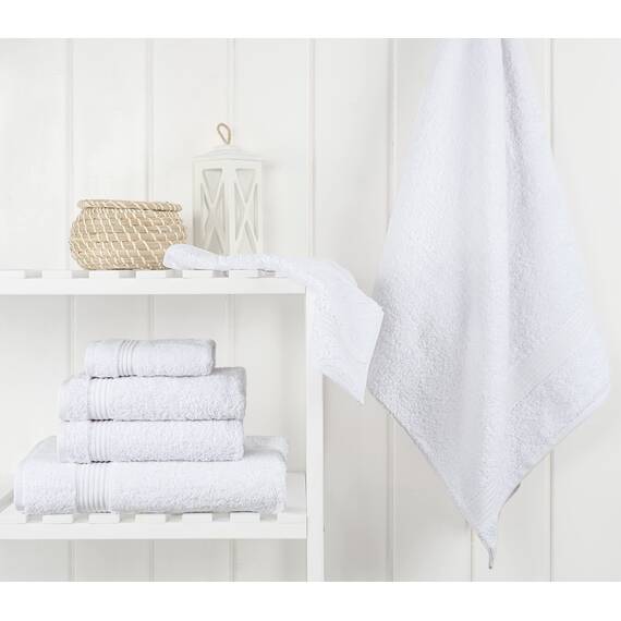 Cotton Paradise 6-teiliges Handtuch-Set, 100% Baumwolle, weich, saugfähig, türkische Handtücher für Badezimmer, 2 Badetücher, 2 Handtücher, 2 Waschlappen, weißes Handtuch-Set