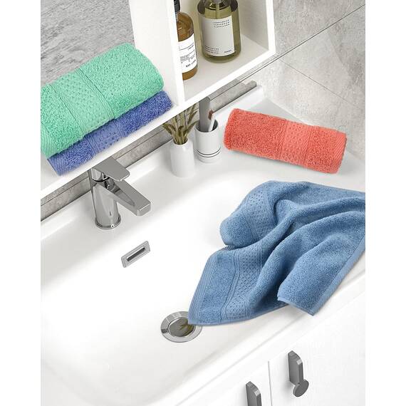 Cleanbear Waschlappen-Set, 100% Baumwolle, sehr saugfähig, 6 Stück, 6 Farben, Größe 13 x 13 cm