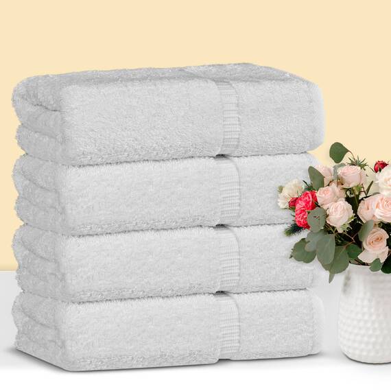 Chakir Turkish Linens 100% Baumwolle Premium türkische Handtücher für Badezimmer | 68 x 137 cm (4-teilige Badetücher â€“ weiÃŸ)