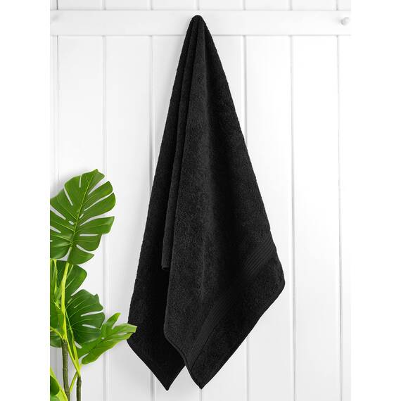 Cotton Paradise, Badetuch-Set, 100% türkische Baumwolle, Luxus-Hotel-Spa-Qualität, weich, saugfähig, schnell trocknend, dick, 600 g/m², Badezimmer-Abstand nach der Dusche, 68 x 137 cm, Schwarz