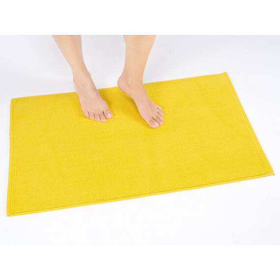 Cotton Paradise Rutschfeste Badematten für Badezimmer, 100 % Baumwolle, 50,8 x 86,4 cm, weich, saugfähig, schnell trocknend, maschinenwaschbar, Boden-Badematte, gelber Badteppich