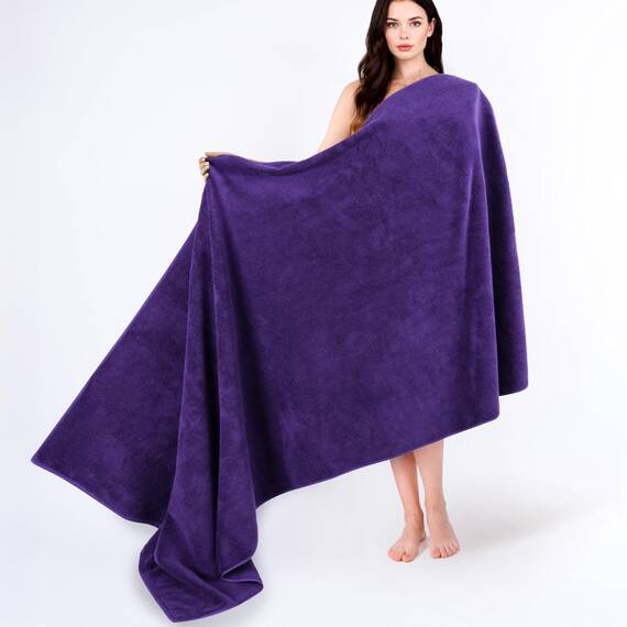 Cotton Paradise Übergroßes Badetuch, 100% Baumwolle, 40 x 80 cm, türkisches extra großes Badetuch für Badezimmer, lila Badetuch