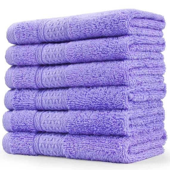 Cleanbear Waschlappen aus Baumwolle, große Waschlappen, 6 ultraweiche Waschlappen für Badezimmer und Gästezimmer, lichtbeständige Gesichtstücher, 33 x 33 cm, Lavendelfarben