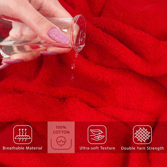 Cotton Paradise Übergroßes Badetuch, 100% Baumwolle, 40 x 80 cm, türkisches extra großes Badetuch für Badezimmer, rotes Badetuch